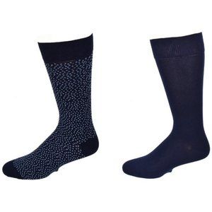 Pin Dot and Solid Pattern Cotton 2 Pair Socks